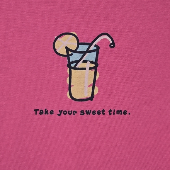 Life Is Good Women Pink Lemonade Take Your Sweet Time Graphic T Shirt Size Large - Picture 5 of 7
